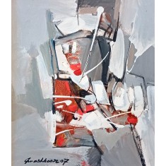 Mashkoor Raza, 12 x 14 Inch, Oil on Canvas, Abstract Painting, AC-MR-722